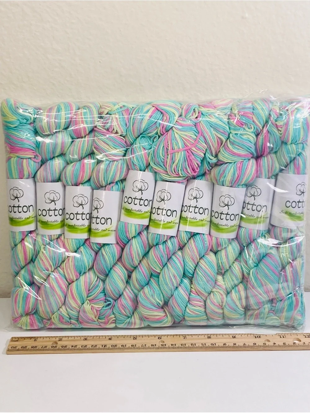 10 NEW (~500g total, ~50g ea.) 100% Cotton Variegated Hanks in  Salt Water Taffy